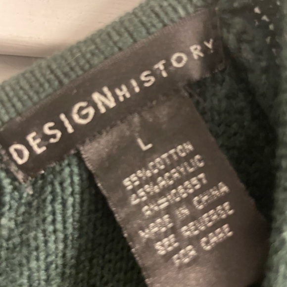 Design History Size Large Hunter Green Intricately Woven Sweater w/Back Zip - Picture 5 of 5